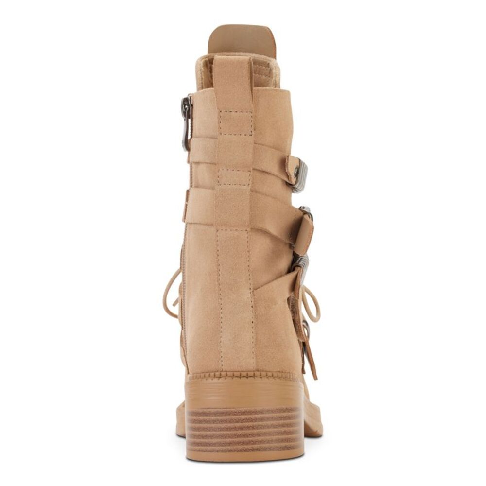 DKNY Womens Beige 1" Platform Ita Toe Block Heel Suede Combat Boots 9.5 M - Picture 2 of 4